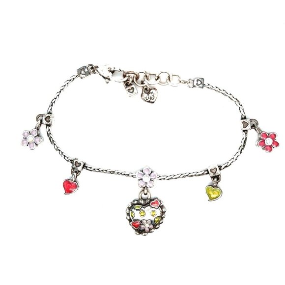 Brighton Enamel Flower & Heart Charm Bracelet - Picture 1 of 7